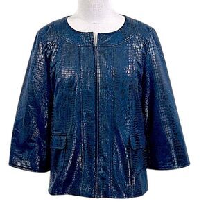 Susan Graver Jacket Size Large Embossed Faux Croc NWOT
